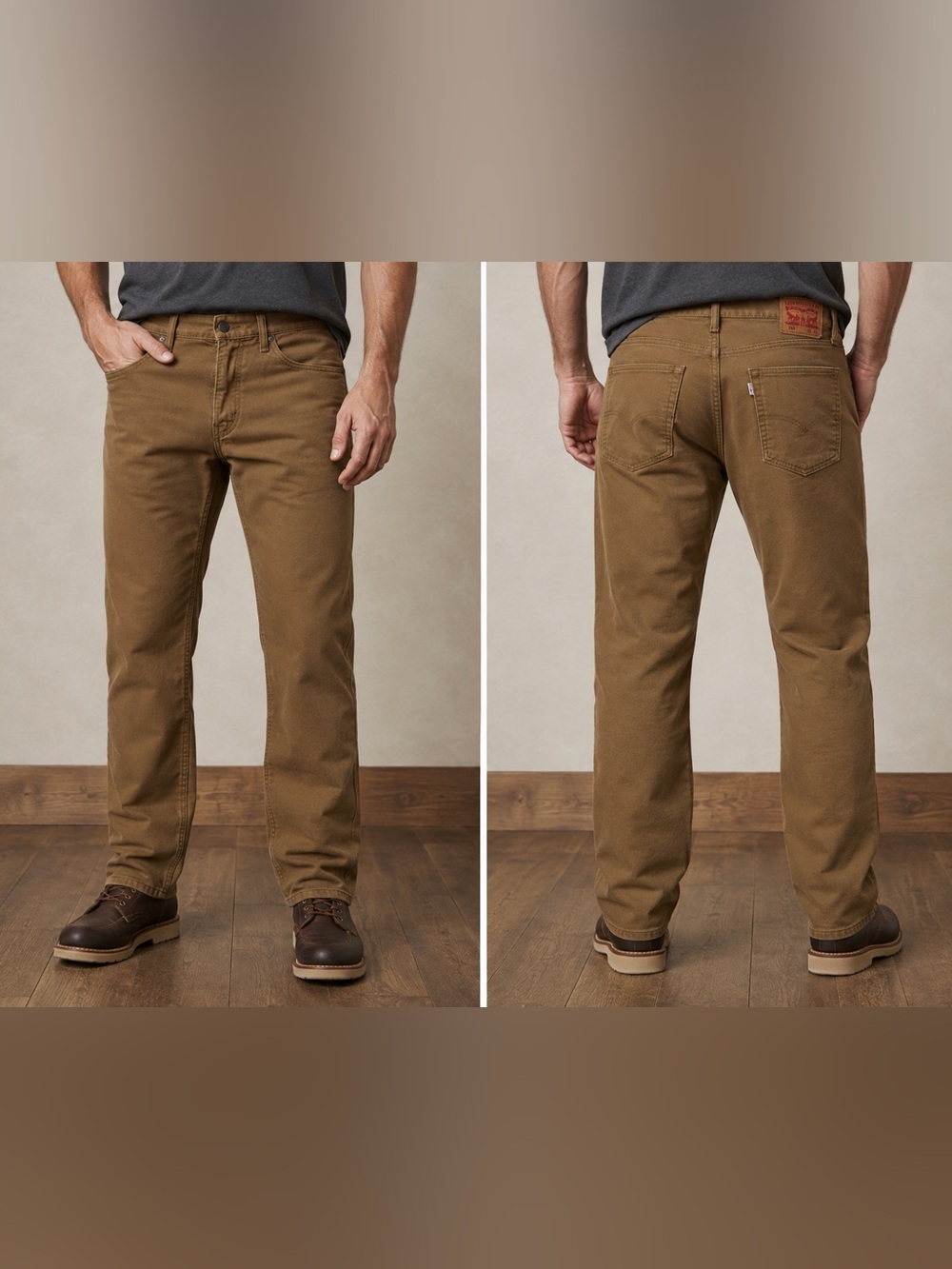 LEVI’S 513 MensTan Straight-Leg Canvas Chinos with Stretch 36x29 Trusted Brand